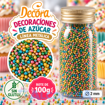 MINI PERLAS AZUCAR METALIZADO DECORA (BOTE 100g)