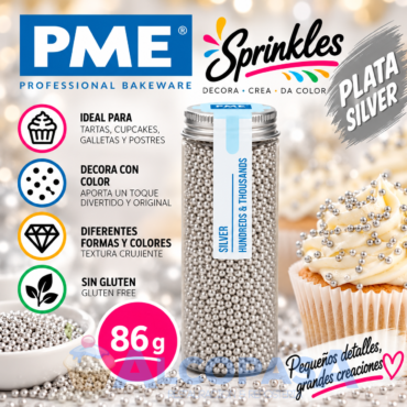 MINI PERLAS - SPRINKLES PME PLATA (BOTE 86g)