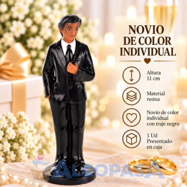 NOVIO DE COLOR INDIVIDUAL TRAJE NEGRO11cm28504(Ud)