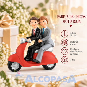 PAREJA DE CHICOS "MOTO ROJA" 18cm (Ud)