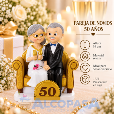 PAREJA DE NOVIOS 50 AÑOS CON SOFÁ (Ud)