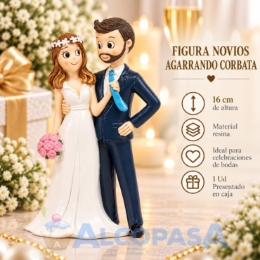PAREJA DE NOVIOS AGARRANDO CORBATA ARTI 16cm (Ud)
