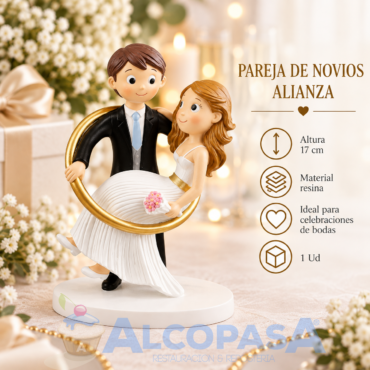 PAREJA DE NOVIOS ALIANZA RESINA 17cm (Ud)