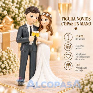 PAREJA DE NOVIOS COPAS EN MANO ARTI 16cm (Ud)