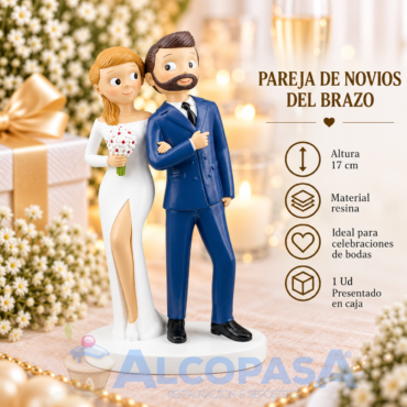 PAREJA DE NOVIOS DEL BRAZO RESINA 17cm (Ud)