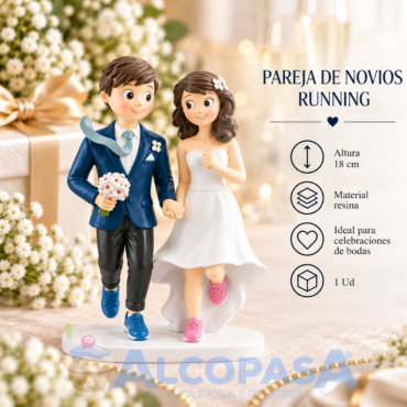PAREJA DE NOVIOS "RUNNING" 18cm (Ud)