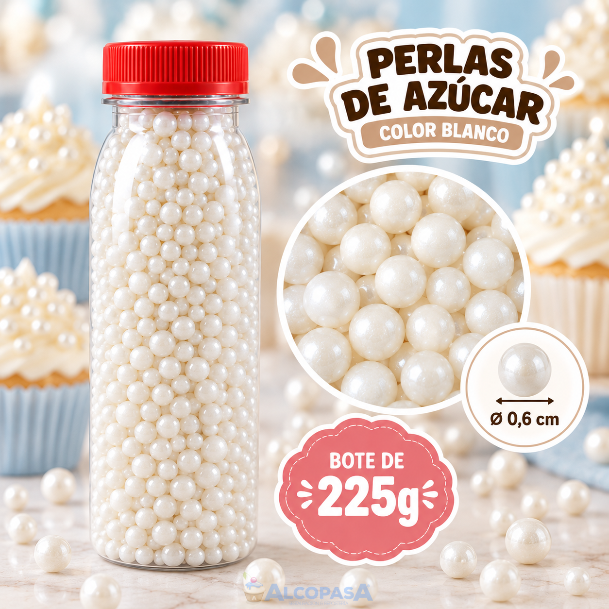 PERLAS DE AZÚCAR BLANCAS Ø6mm (BOTE 225g)