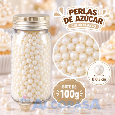 PERLAS DE AZÚCAR BLANCO BRILLANTE 5mm (BOTE 100g)