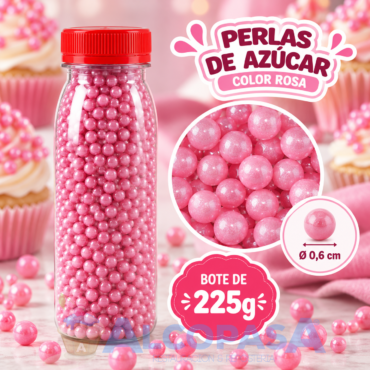 PERLAS DE AZÚCAR ROSAS Ø6mm (BOTE 225g)