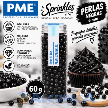 PERLAS - SPRINKLES PME NEGRO 6mm (BOTE 60g)