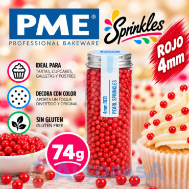 PERLAS - SPRINKLES PME ROJO 4mm (BOTE 74g)