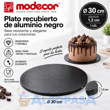 PLATO RECUBIERTO DE ALUMINIO "NEGRO" Ø30cm (Ud)
