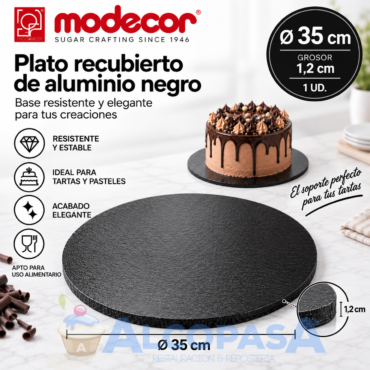PLATO RECUBIERTO DE ALUMINIO "NEGRO" Ø35cm (Ud)