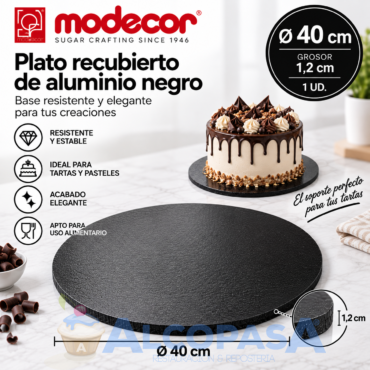 PLATO RECUBIERTO DE ALUMINIO "NEGRO" Ø40cm (Ud)