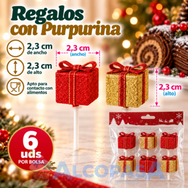 REGALOS PURPURINA C/ PINCHO 2,3cm (BOLSA 6Uds)