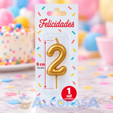 VELA ELEGANCE DORADA 9cm Nº2 (Ud)