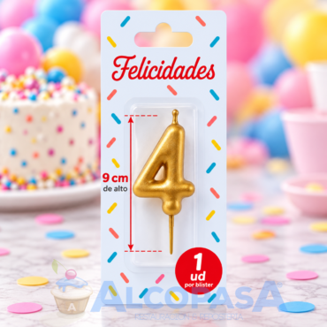 VELA ELEGANCE DORADA 9cm Nº4 (Ud)