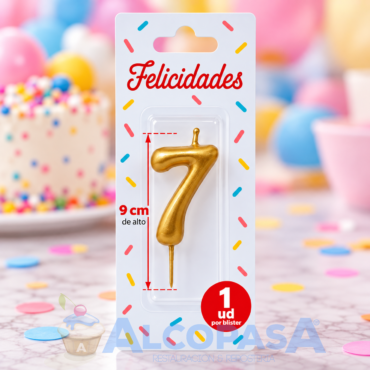 VELA ELEGANCE DORADA 9cm Nº7 (Ud)