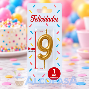 VELA ELEGANCE DORADA 9cm Nº9 (Ud)