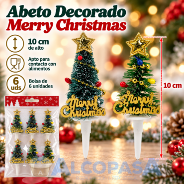 ABETO DECORADO NAVIDAD 10cm (BOLSA 6Uds)