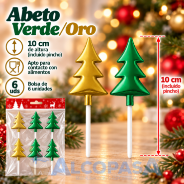 ABETO GLOBO VERDE/ORO 10cm (BOLSA 6Uds)