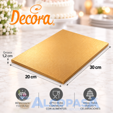 BASE RECTANGULAR RECUBIERTA ORO 20x30cm (Ud)