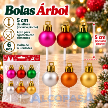 BOLAS DE ÁRBOL DE NAVIDAD 5cm (BOLSA 6Uds)