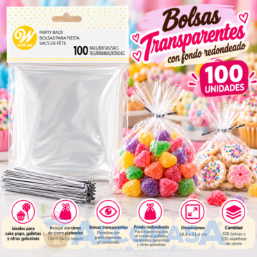 BOLSAS TRANSPARENTE WILTON 18,4x11,4cm (BOLSA 100UDS)