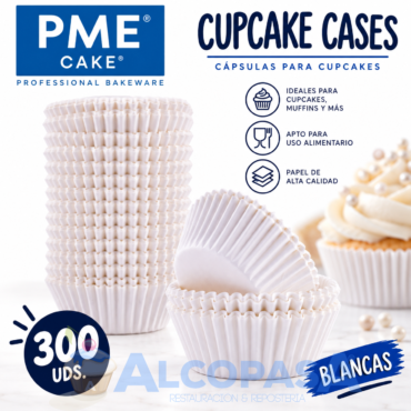 CÁPSULAS CUPCAKE BLANCAS PME (BLISTER 300Uds)