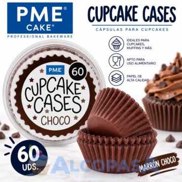 CÁPSULAS CUPCAKE MARRÓN CHOCO PME (BLISTER 60Uds)