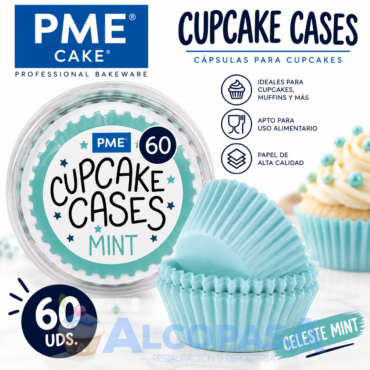 CÁPSULAS CUPCAKE CELESTE MINT PME (BLISTER 60Uds)