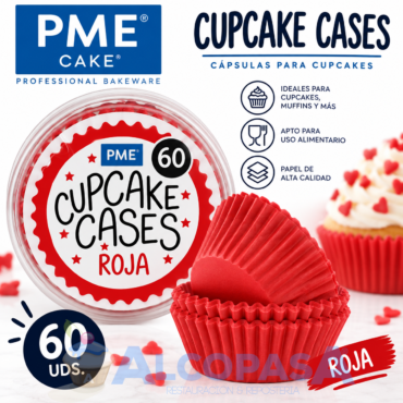 CÁPSULAS CUPCAKE ROJA PME (BLISTER 60Uds)
