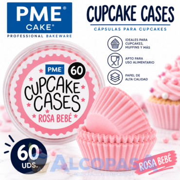 CÁPSULAS CUPCAKE ROSA BEBE PME (BLISTER 60Uds)