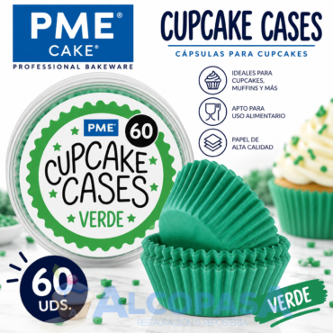 CÁPSULAS CUPCAKE VERDE PME (BLISTER 60Uds)