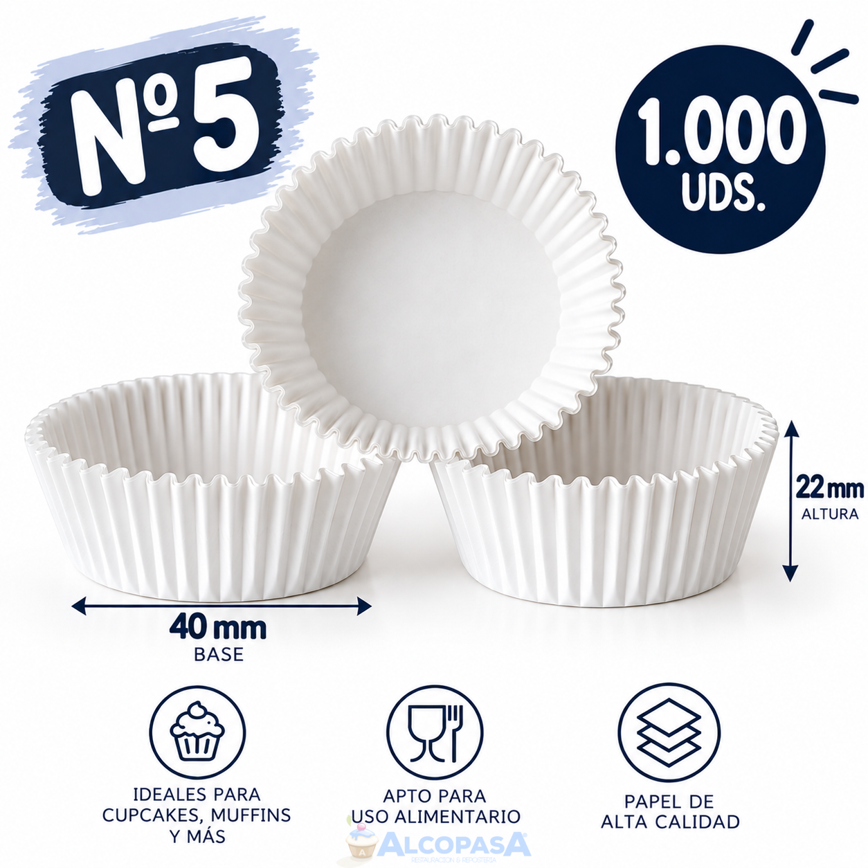 CÁPSULAS REDONDAS BLANCAS Nº5 (1000 Uds)