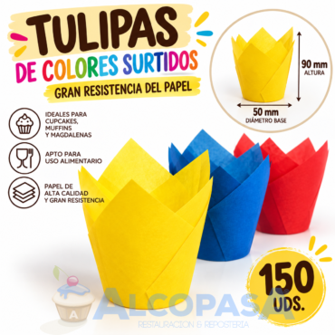 CÁPSULAS-TULIPAS COLOR SURTIDO 160/50(CAJA 150Uds)