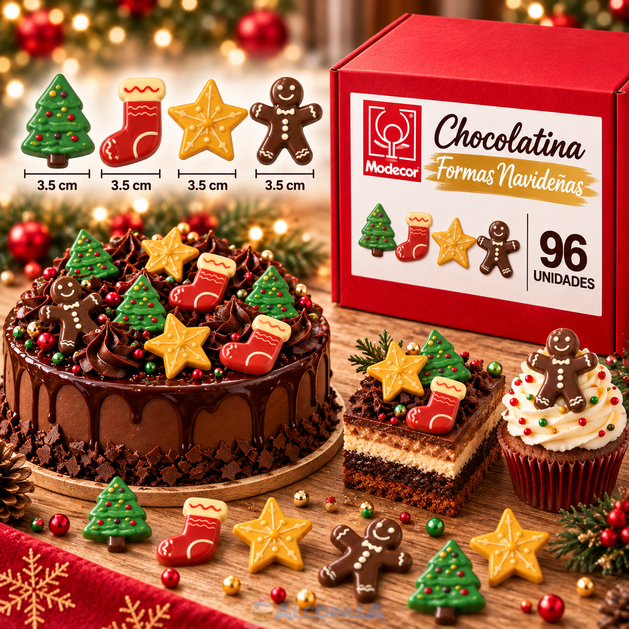 CHOCOLATINA BCO. FORMAS NAVIDEÑAS MODECOR (96Uds)
