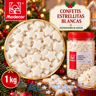 CONFETIS - ESTRELLAS BLANCAS MODECOR (BOTE 1Kg)