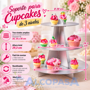 EXPOSITOR DE CUPCAKES PLATA FUNCAKES (Ud)