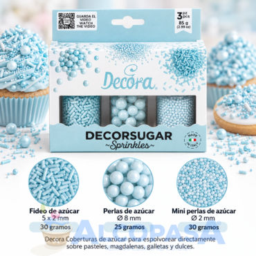 MIX SPRINKLES DECORA AZUL SET 3uds (CAJA 85g)
