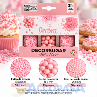 MIX SPRINKLES DECORA ROSA SET 3uds (CAJA 85g)