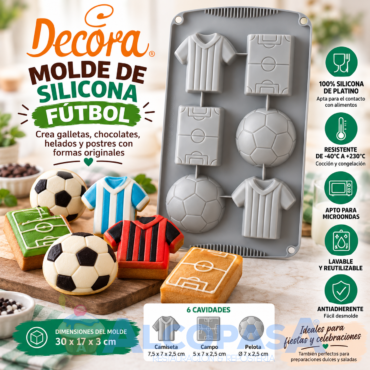 MOLDE DE SILICONA DECORA FUTBOL (Ud)