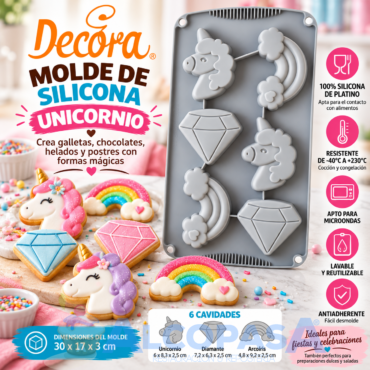 MOLDE DE SILICONA DECORA UNICORNIO (Ud)