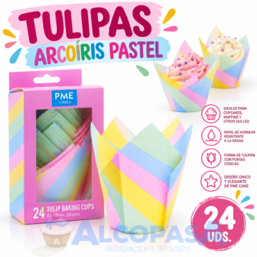 TULIPAS MUFFIN CASES "ARCOIRIS" (BLISTER 24Uds)